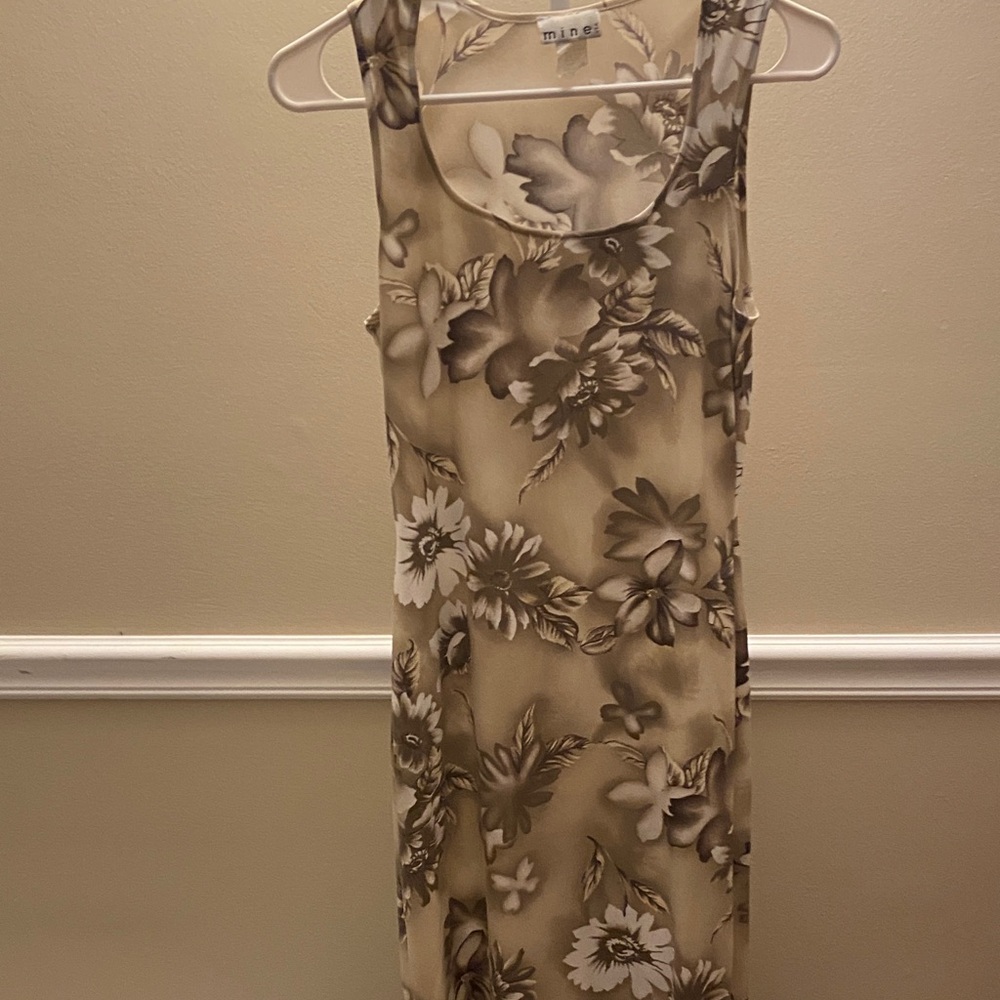 Vintage MINE Floral Maxi Dress - Cream and brown